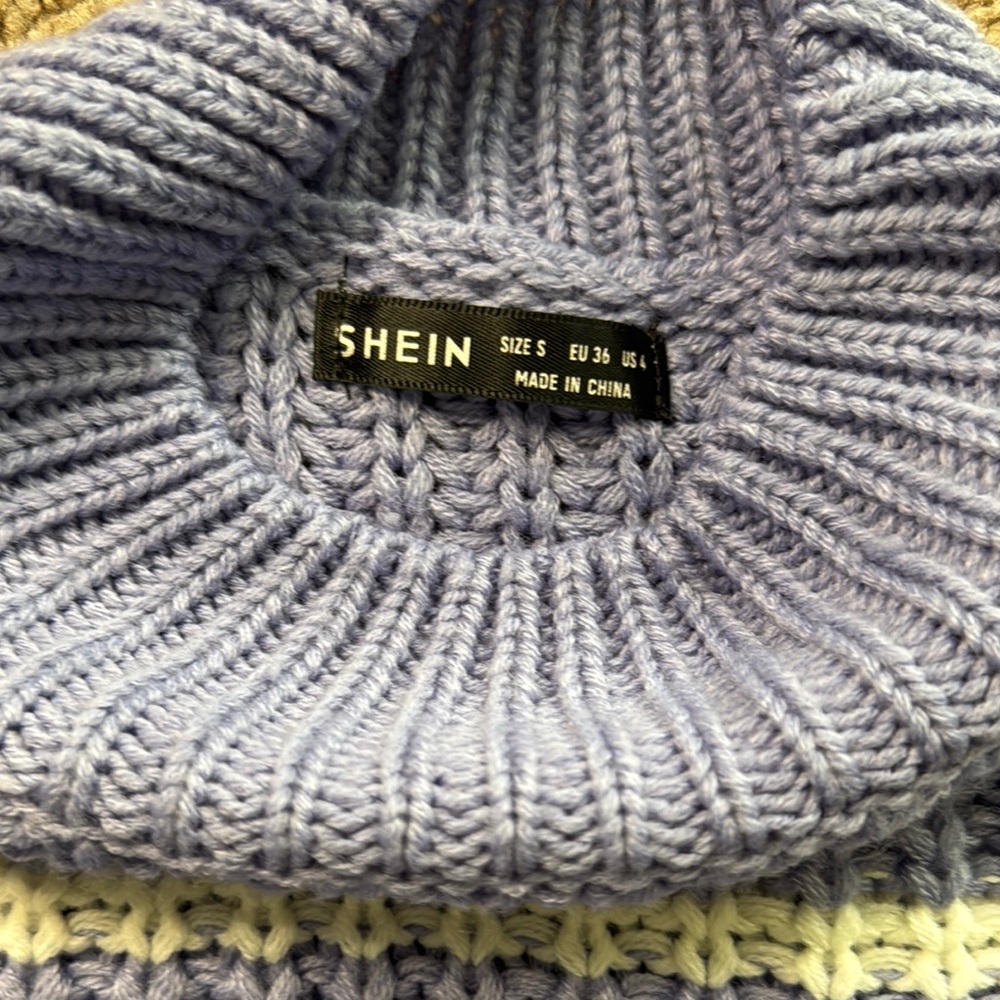 SHEIN Purple and Cream Cowl Neck Sweater - Picture 2 of 2